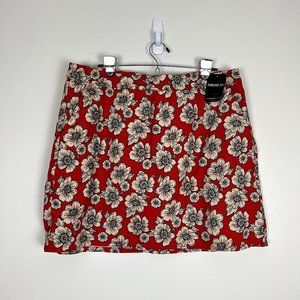 NWT Forever 21 Red Cream Black Floral Mini Skirt Women's Plus 2X